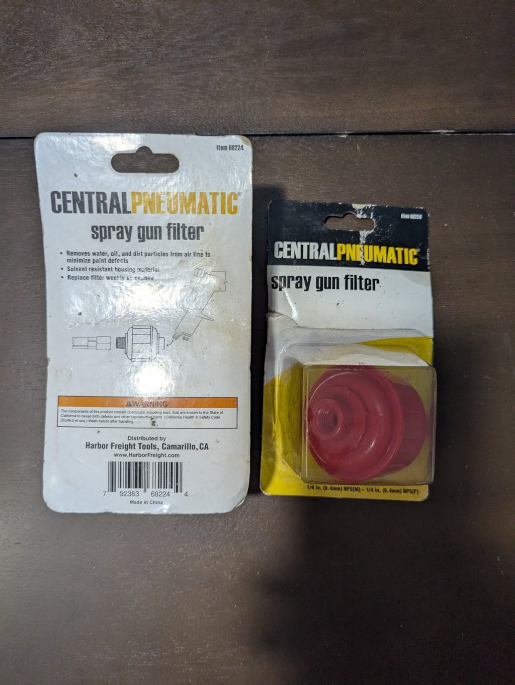 2 Central Pneumatic Inline Spray Gun Filters | Water Trap 1/4" NPT | NOS 88224