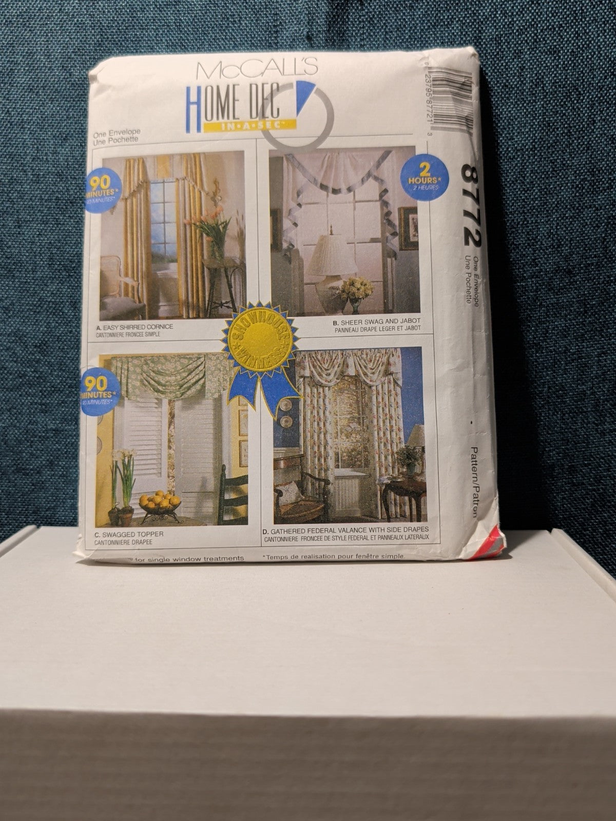 McCall's 8772 Window Valance Swag Topper Pattern 1995 Home Dec In a Sec UNCUT