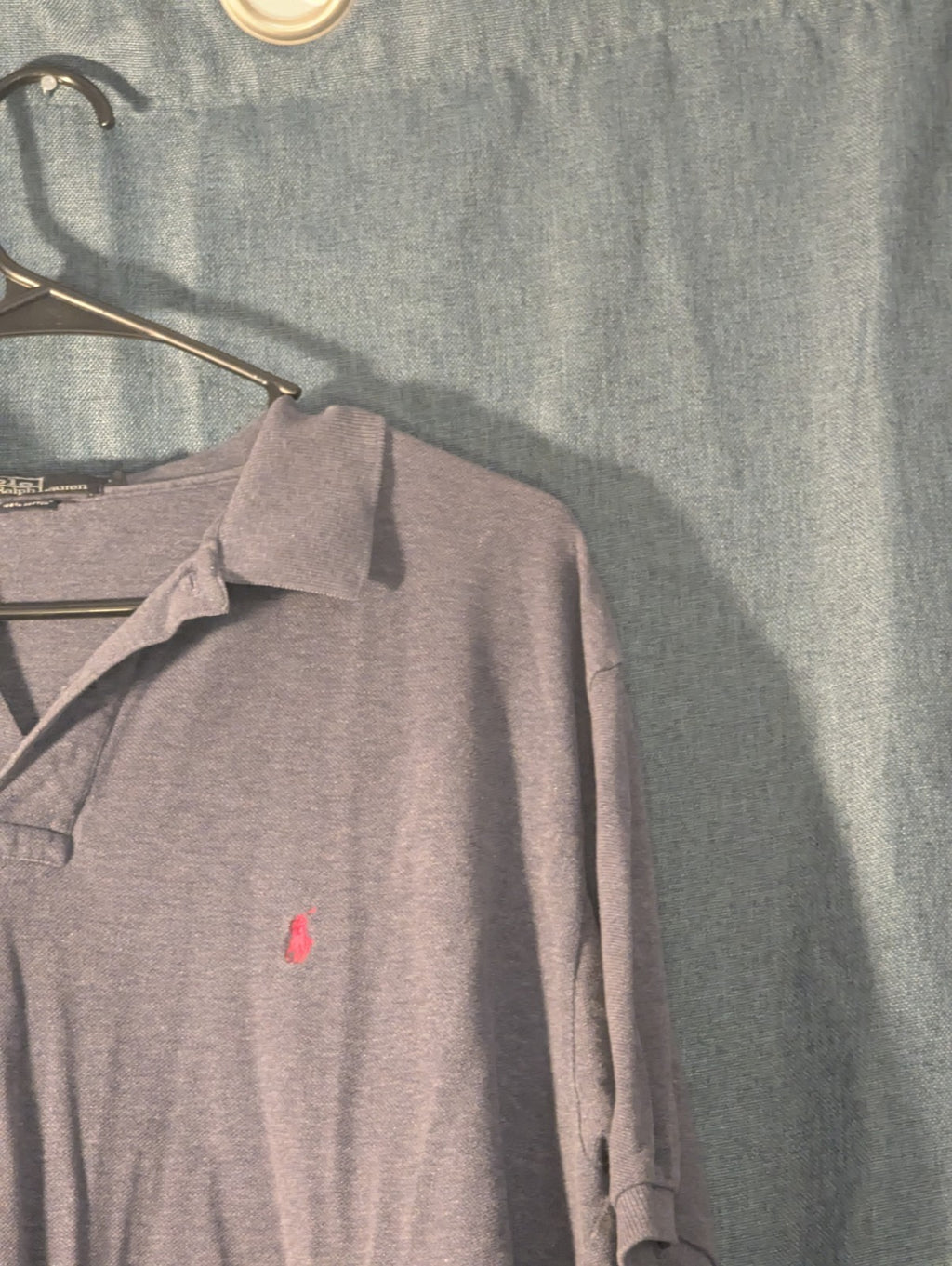 Vintage 90s Polo Ralph Lauren Shirt Men's Large Gray Red Pony Logo Cotton