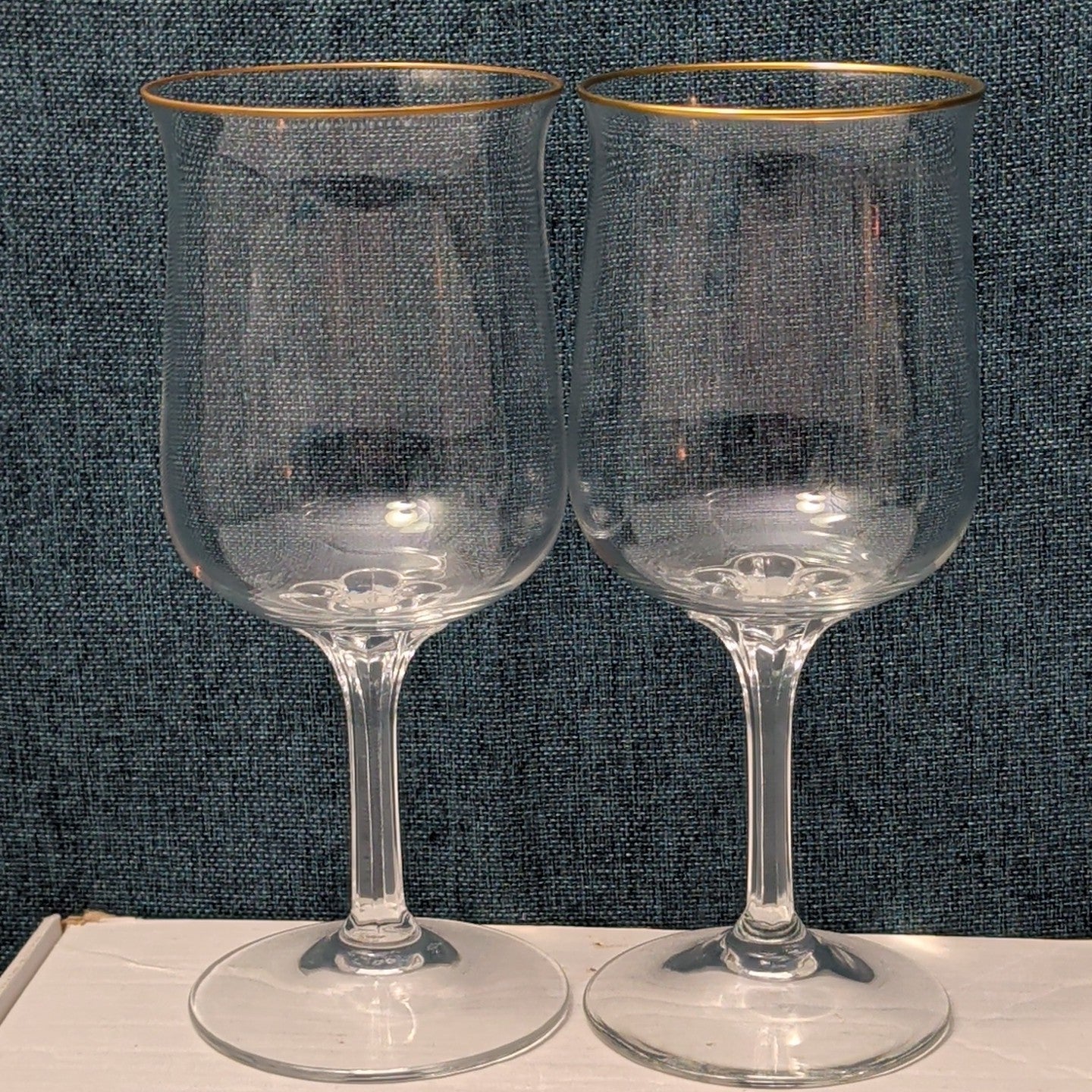 LENOX Crystal INTRIGUE Wine Glasses Gold Trim Fluted Rim Vintage 80s | Set of 6