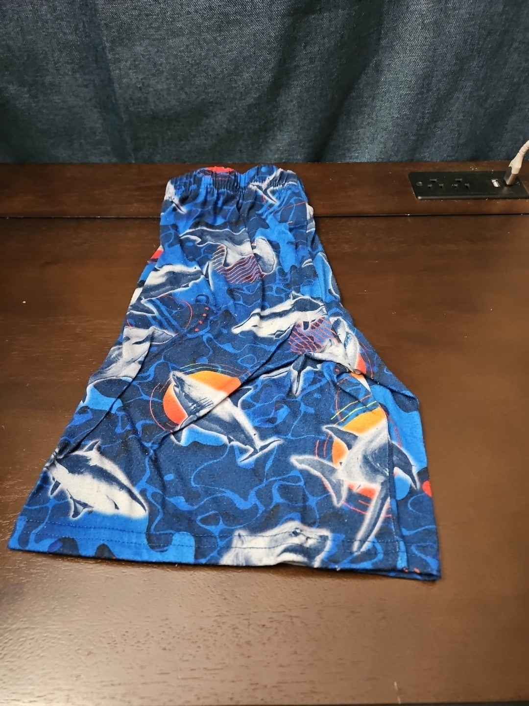 The Children's Place Boys Shark Sleep Shorts Size 7/8 Medium Blue Ocean Pajamas