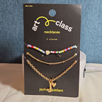 Target Art Class Initial J Necklace Set 3Pk Gold Tone Beaded