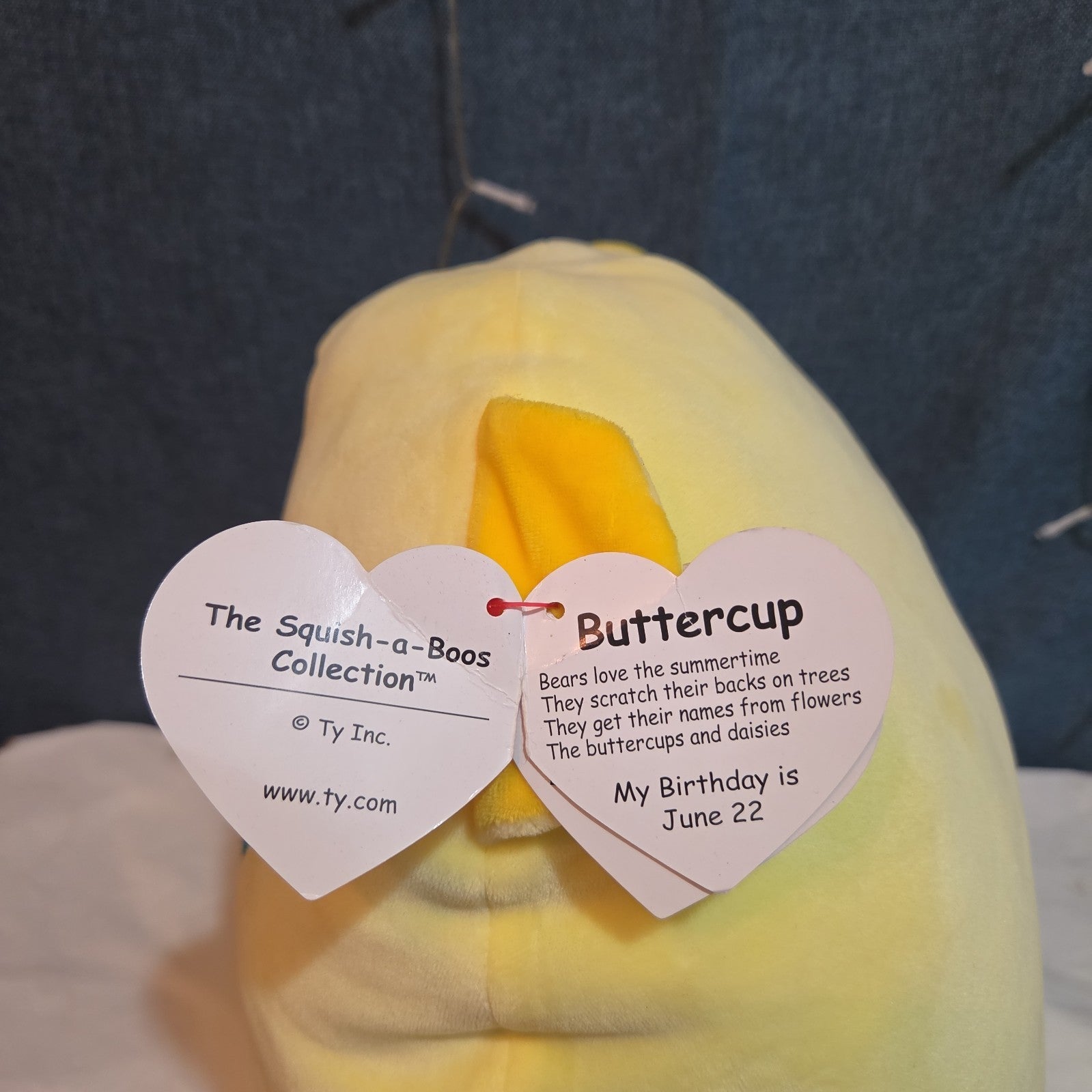TY Squish-a-Boos Buttercup 10in Yellow Bear Plush Pillow 2021 NWT