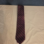 Bergamo New York Tie Burgundy Red Silver Striped Mens Silk Necktie Regimental