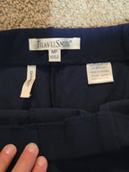 TravelSmith Pants Womens MP Navy Blue Wide Leg Stretch Travel Pull On Style 3212