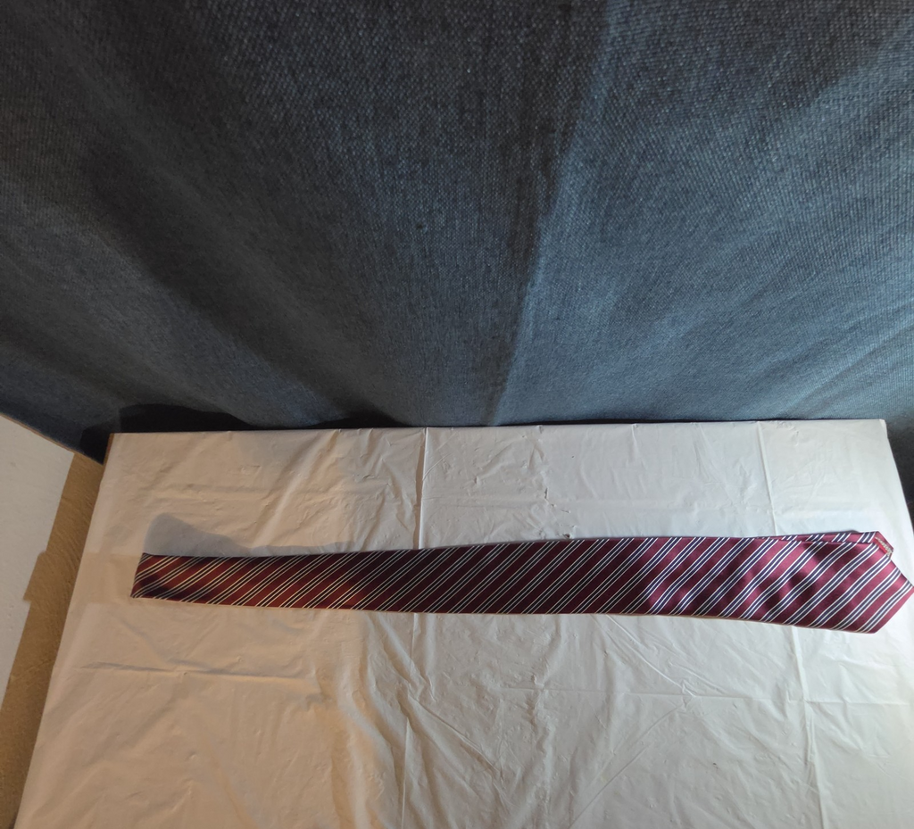 Bergamo New York Tie Burgundy Red Silver Striped Mens Silk Necktie Regimental