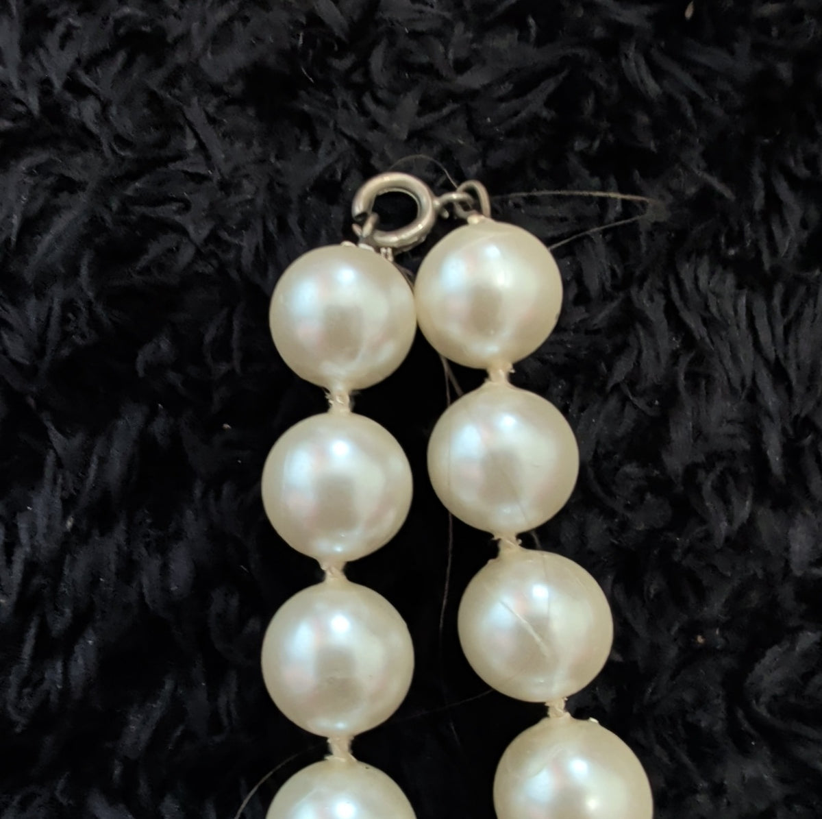 Vintage 54" Champagne Hand Knotted Faux Pearl Flapper Necklace