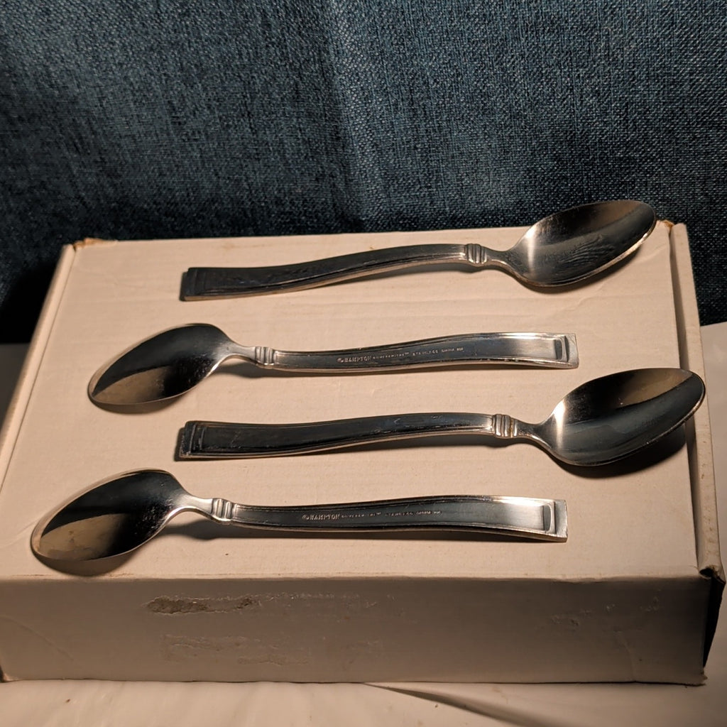 Set of 4 Hampton Silversmiths PORTFOLIO Glossy Spoons | 18/0 Stainless 208