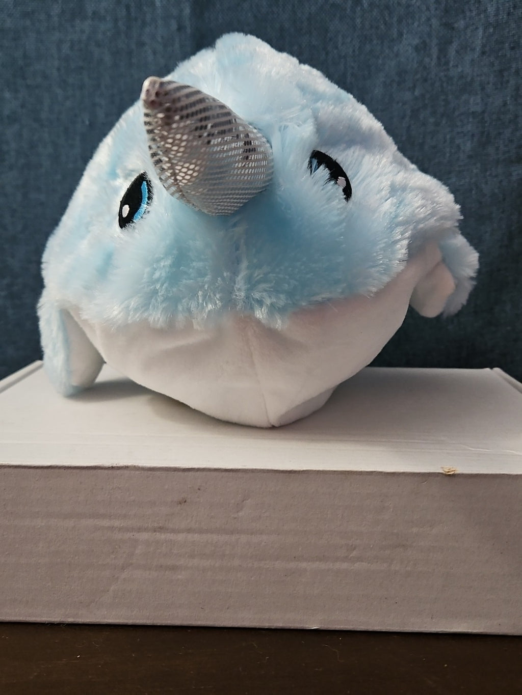 Blue Narwhal Plush Ball Toy 8.25" Inflatable Bouncy Stuffed Animal Sensory Play