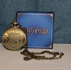 Harry Potter Hogwarts Crest Pocket Watch Brass Tone Steampunk Retro NIB