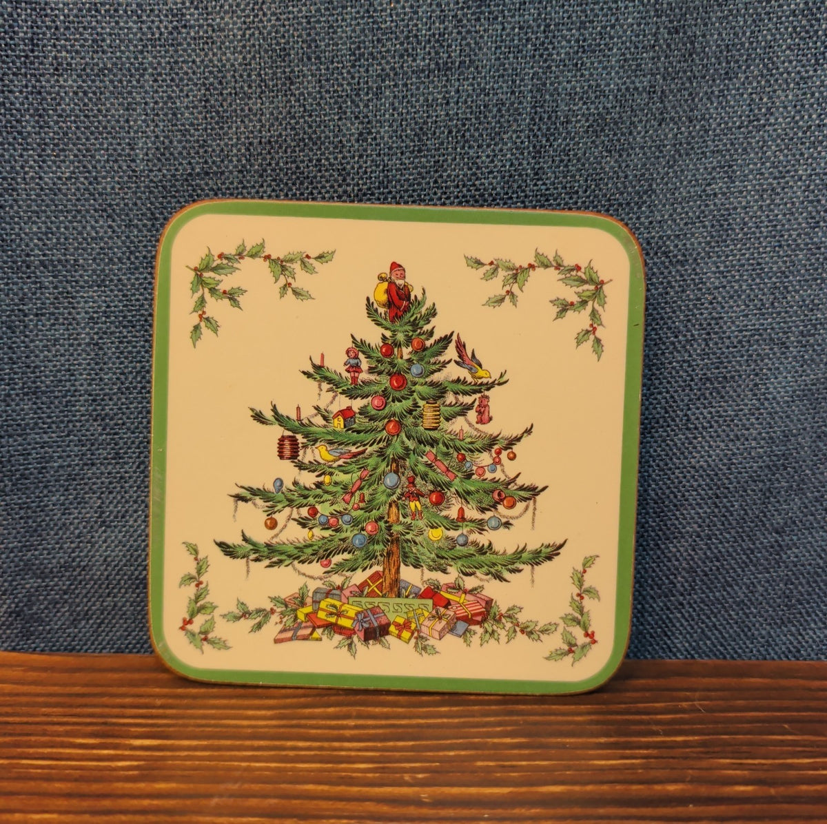 Christmas Tree Cork Back Coaster Holiday Decor Single