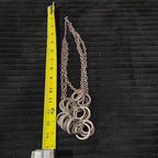 NY Collection Silver Tone Triple Chain Rhinestone Ring Cluster Necklace
