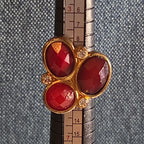 Red Gemstone Cluster Ring Gold Tone Statement Size 8.5