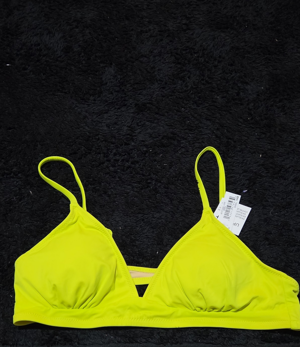 Amazon Essentials Bikini Top M Lime Green UPF 50+ Bralette Swimwear NWT Summer