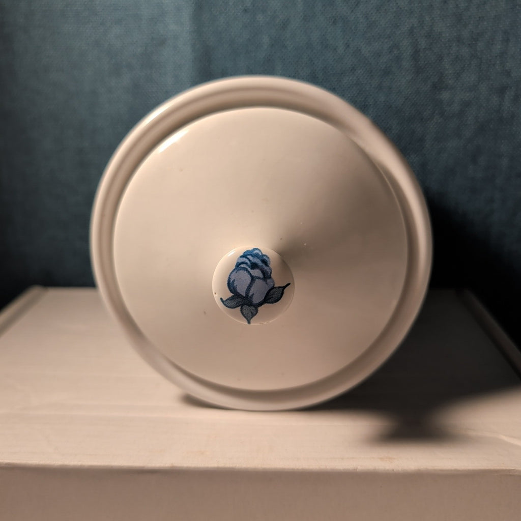 Jay Import Blue Rose Ceramic Canister with Lid Floral Farmhouse Decor 5" Jar