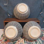Royal Norfolk Set 3 Ceramic Bowls 6" Black White Dashed Swirl
