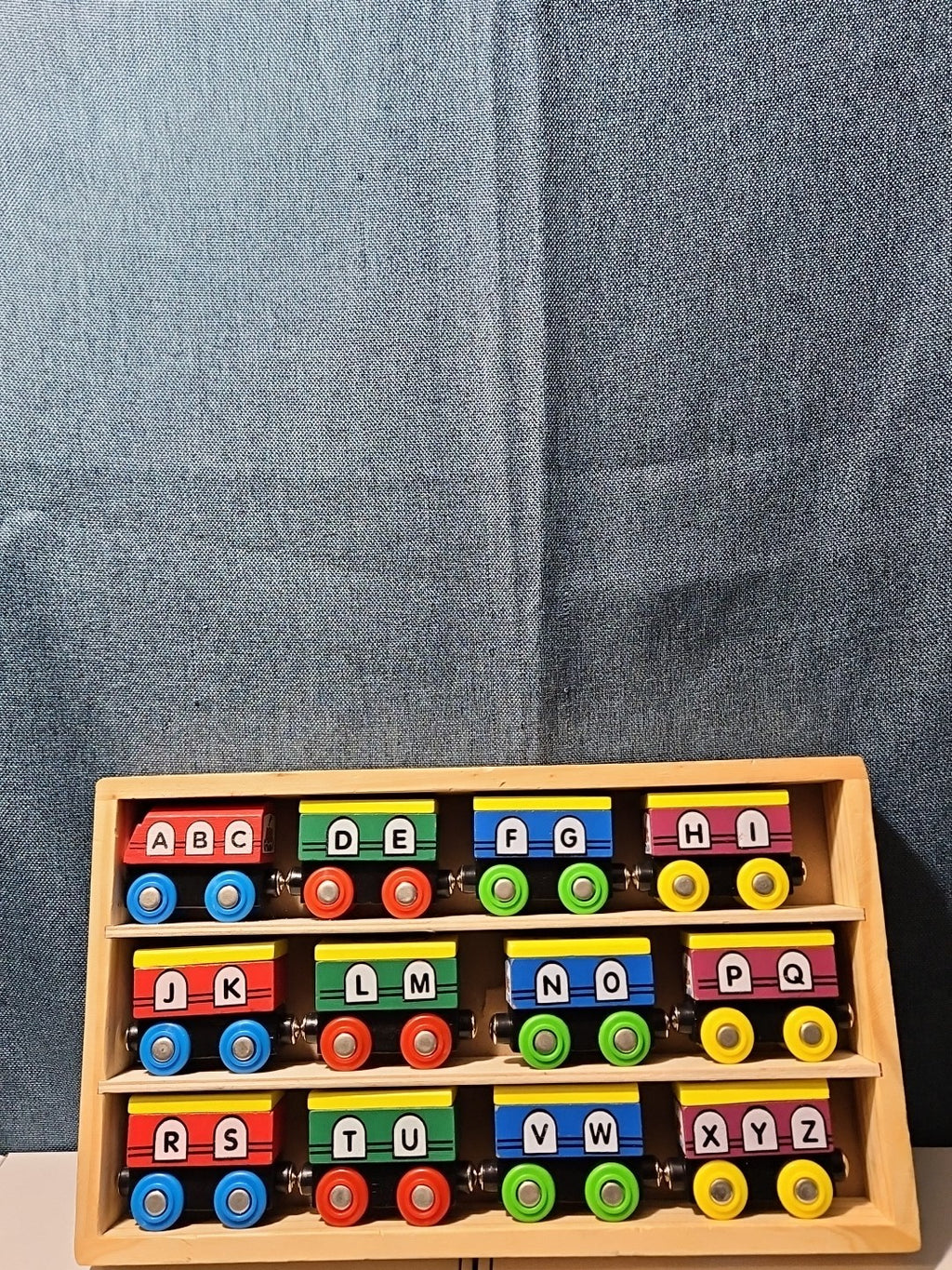 Wooden Magnetic Train Set 13 pc | Alphabet Letters A-Z & Numbers 0-10