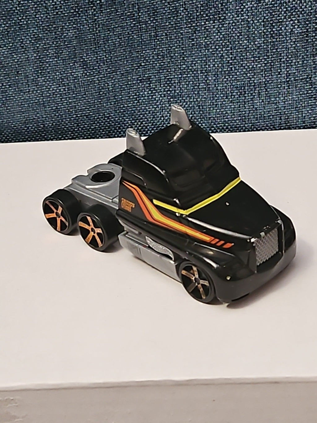 Hot Wheels Semi Truck Cab | Track Stars Black & Orange Racing Hauler