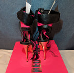 RedKiss Summer Stunner Heels Size 8.5 Pink Black Lace Up Caged Stiletto