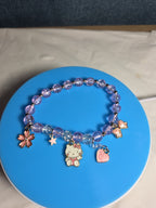 Kawaii Kitty Pink Beaded Stretch Charm Bracelet Y2K
