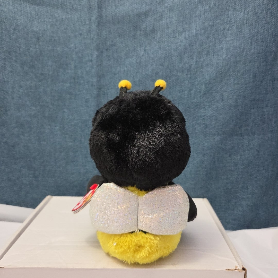 Ty Beanie Boos Buzby the Bee 6" Plush Gold Glitter Eyes Retired 2014 MWMT 36150