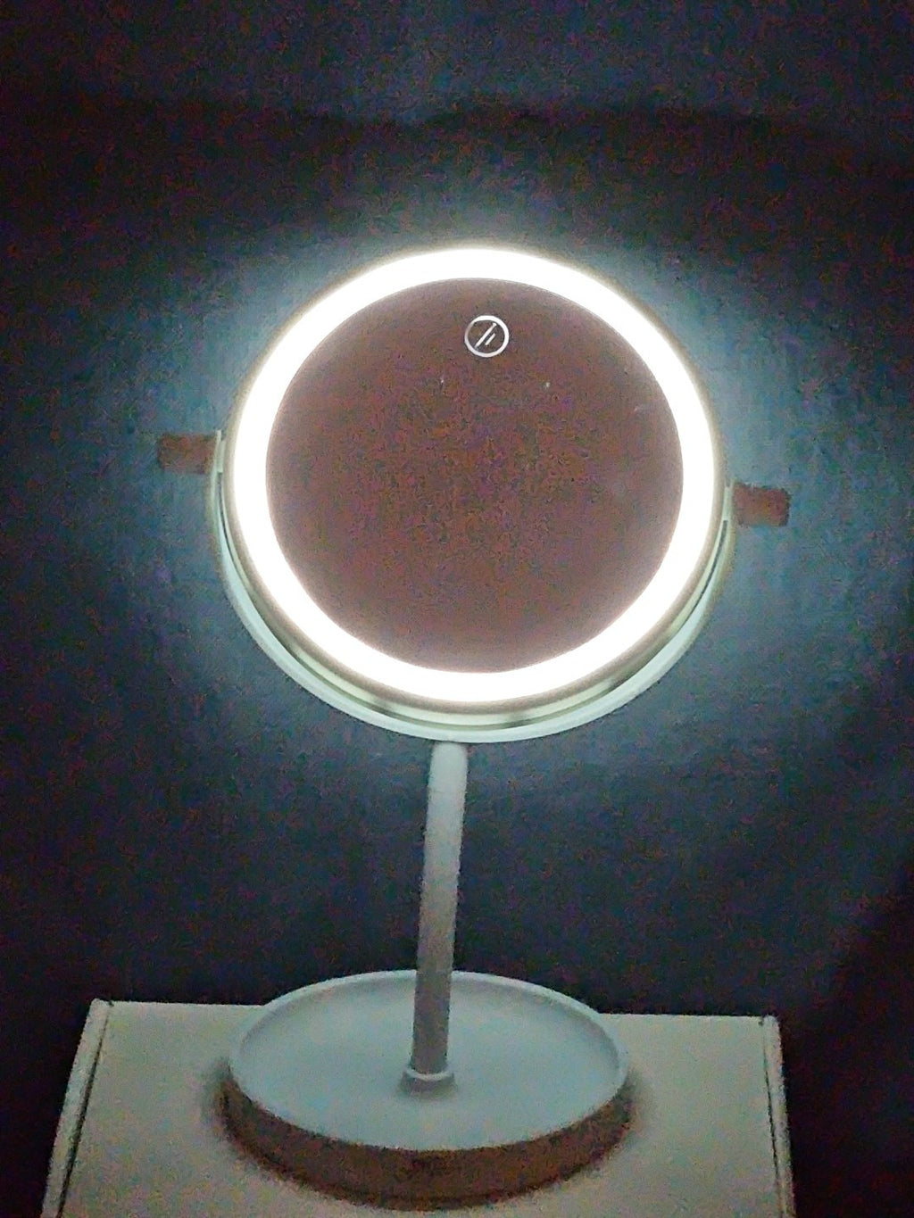 LED Tabletop Vanity Mirror 8.5" Round Makeup Mirror Jewelry Tray Base | Tested