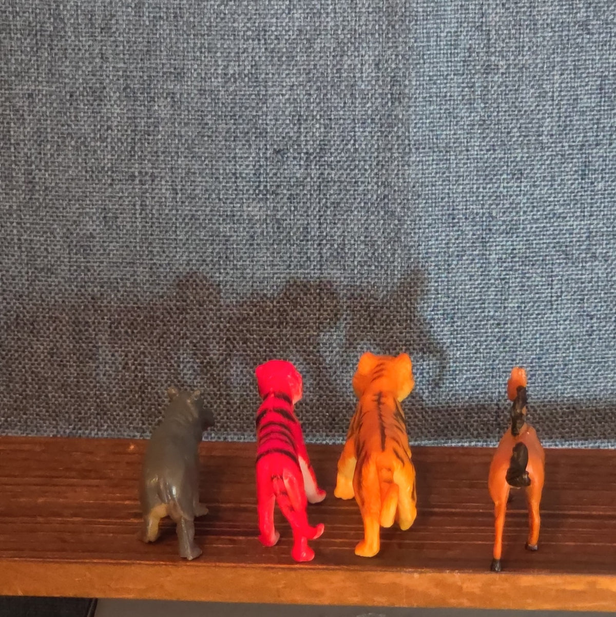 Plastic Animal Figure Lot 4 Pink Tiger Horse Vintage
