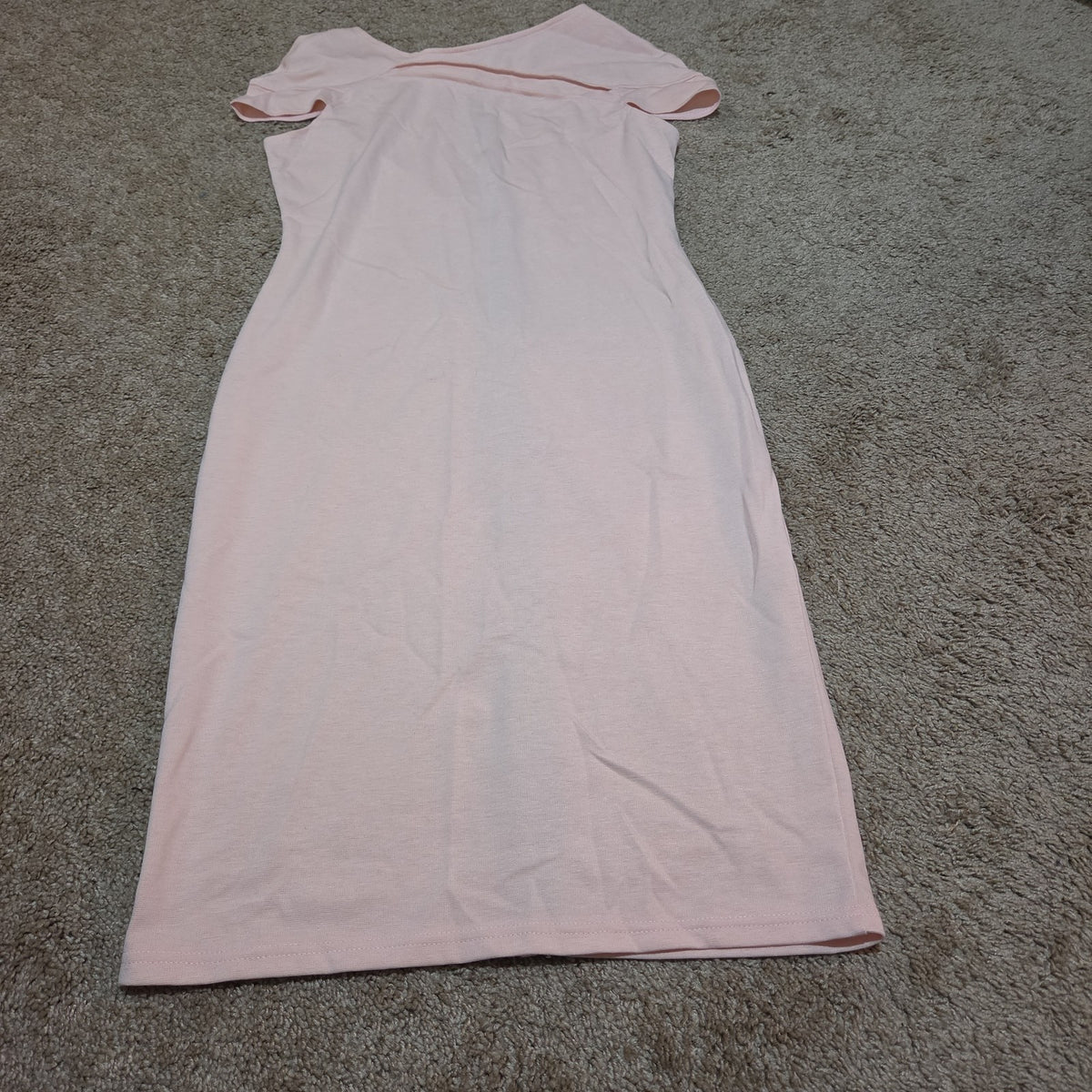 Blush Pink Midi Dress Full Zip Cutout Short Sleeve Bodycon XXL