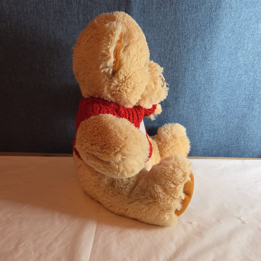 Avon 2010 Teddy Bear Plush Red Knit Heart Sweater Tan 9" Valentine