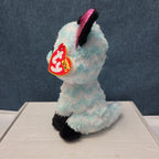 Ty Beanie Boos Atlas Aqua Chevron Fox 6" Plush Blue Glitter Eyes Retired MWMT