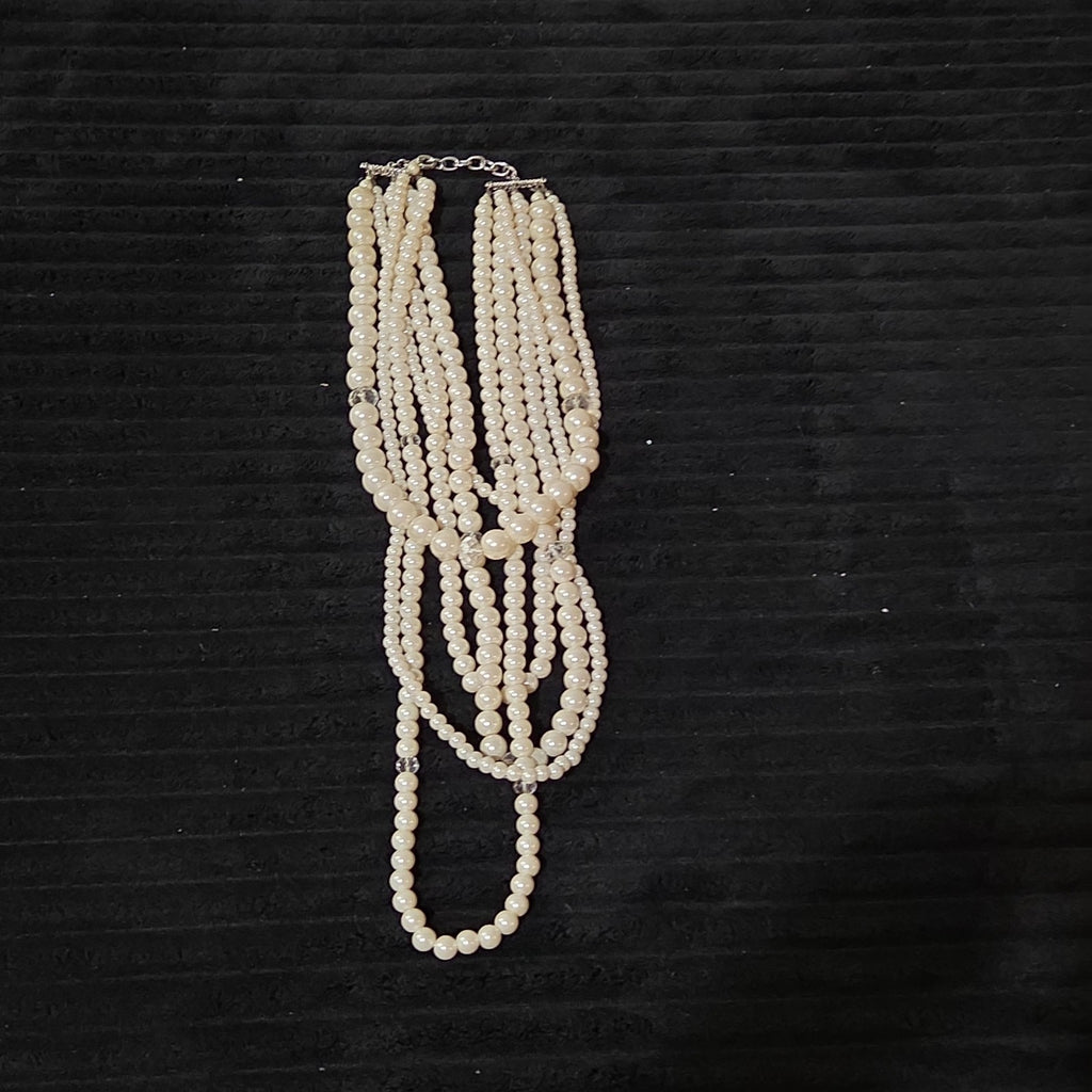 Multi Layered Faux Pearl Statement Necklace Coquette Vibe