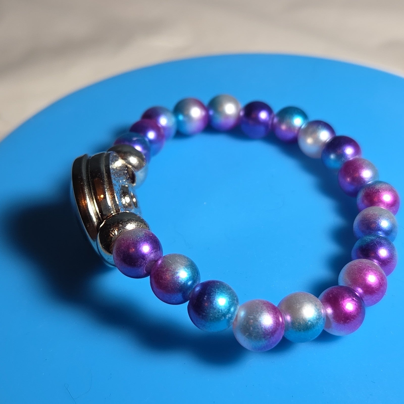 Taylor Swift Lover Snap Charm Beaded Stretch Bracelet