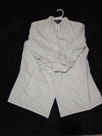 Rachel Zoe Open Front Blazer Women's S White Black Check 3/4 Sleeve Ruche Size L