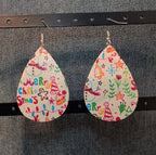 Faux Leather Teardrop Earrings Christmas Holiday Party Vibe NEW