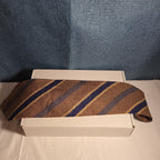 J.Z. Richards Silk Tie Edwards Michigan Brown Blue Stripe Frayed As Is Vest Tie