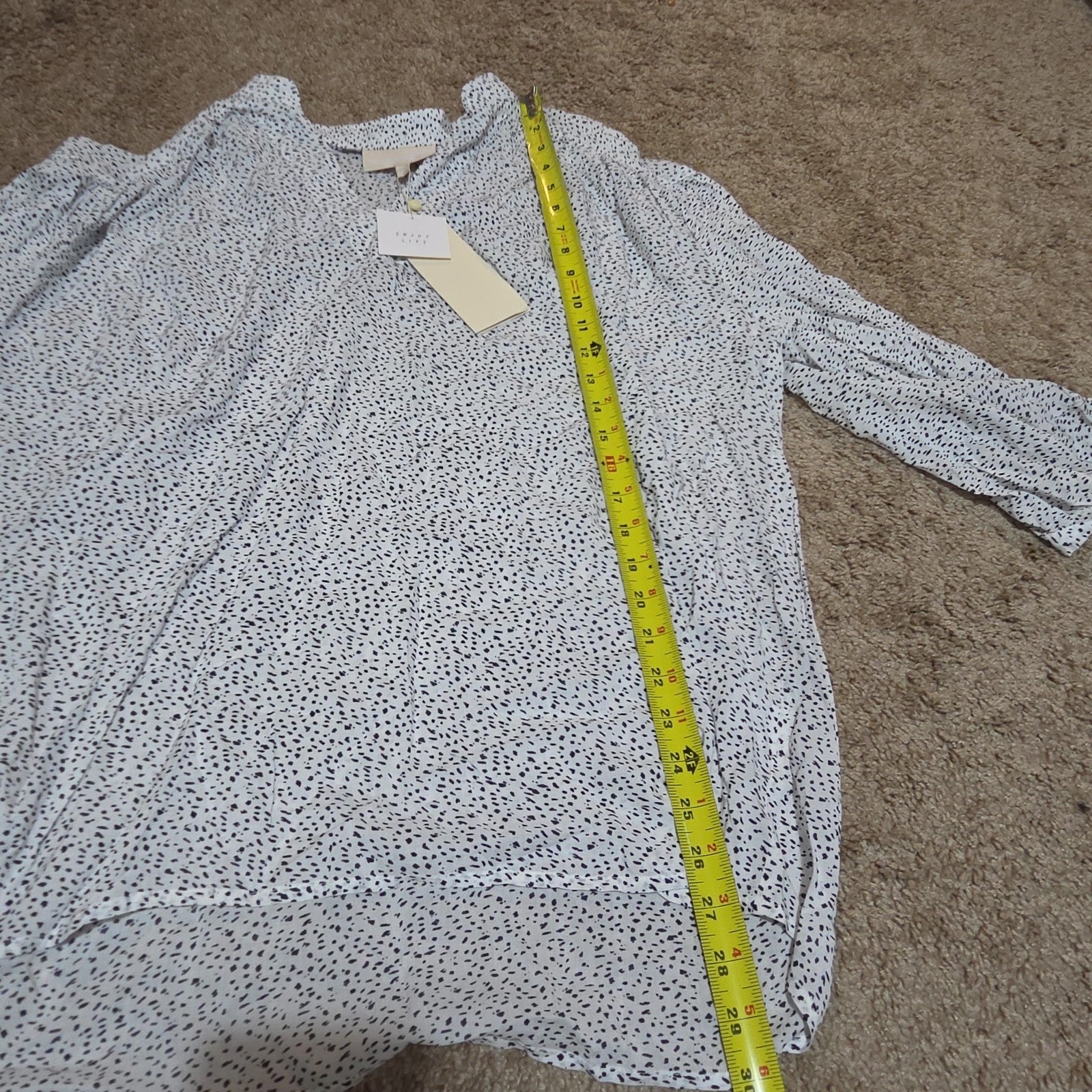 Grand & Greene Blouse Womens XL Speckled Print V-Neck Long Sleeve NWT Shirt