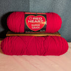 Red Heart Super Saver Cherry Red Yarn Lot 2 Skeins Worsted E300 New & Used