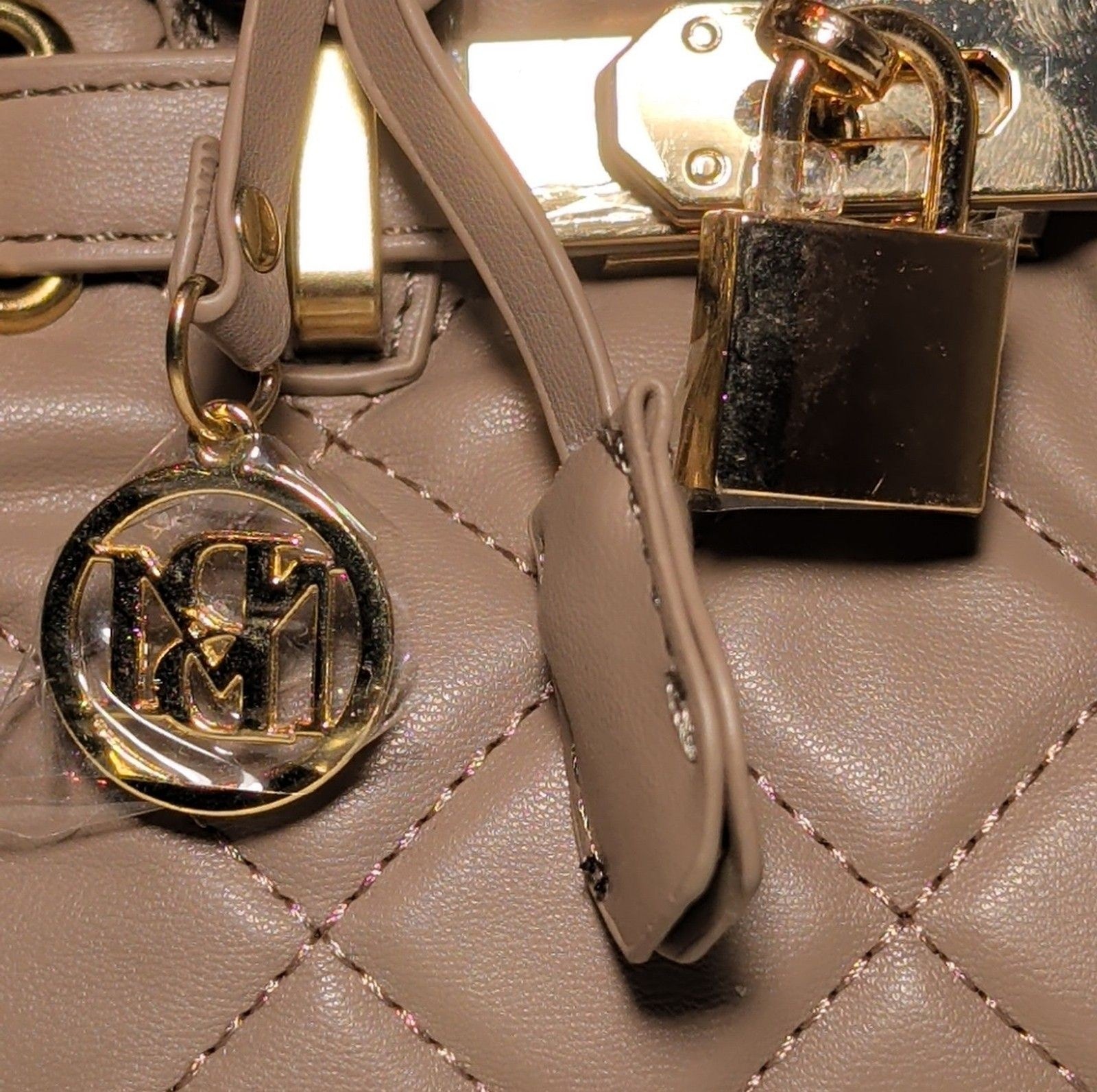 Studio Badgley Mischka Quilted Mini Tote Taupe Vegan Leather NWT