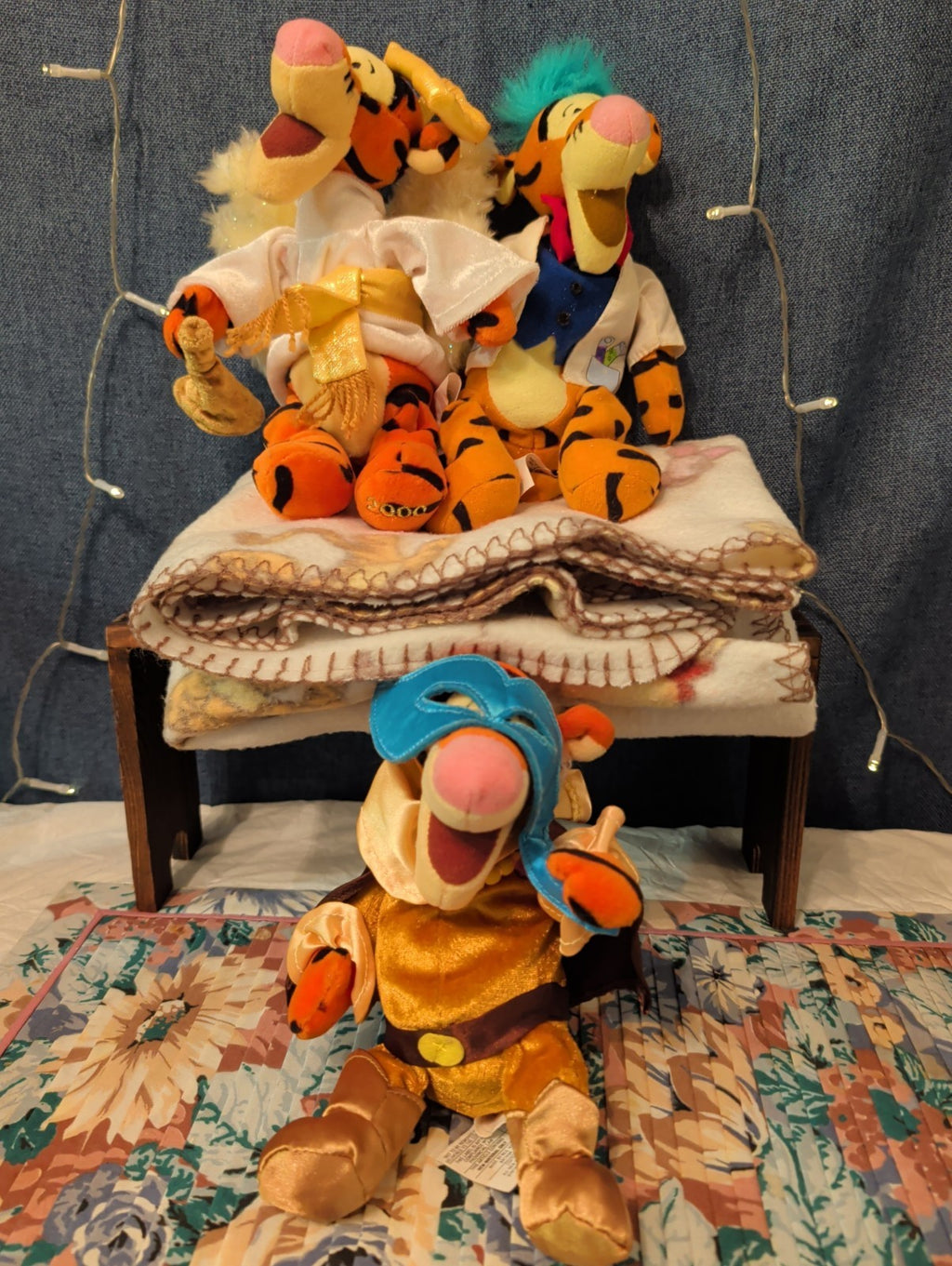 Disney Tigger Plush Lot Angel Mardi Gras Professor Pooh Blanket