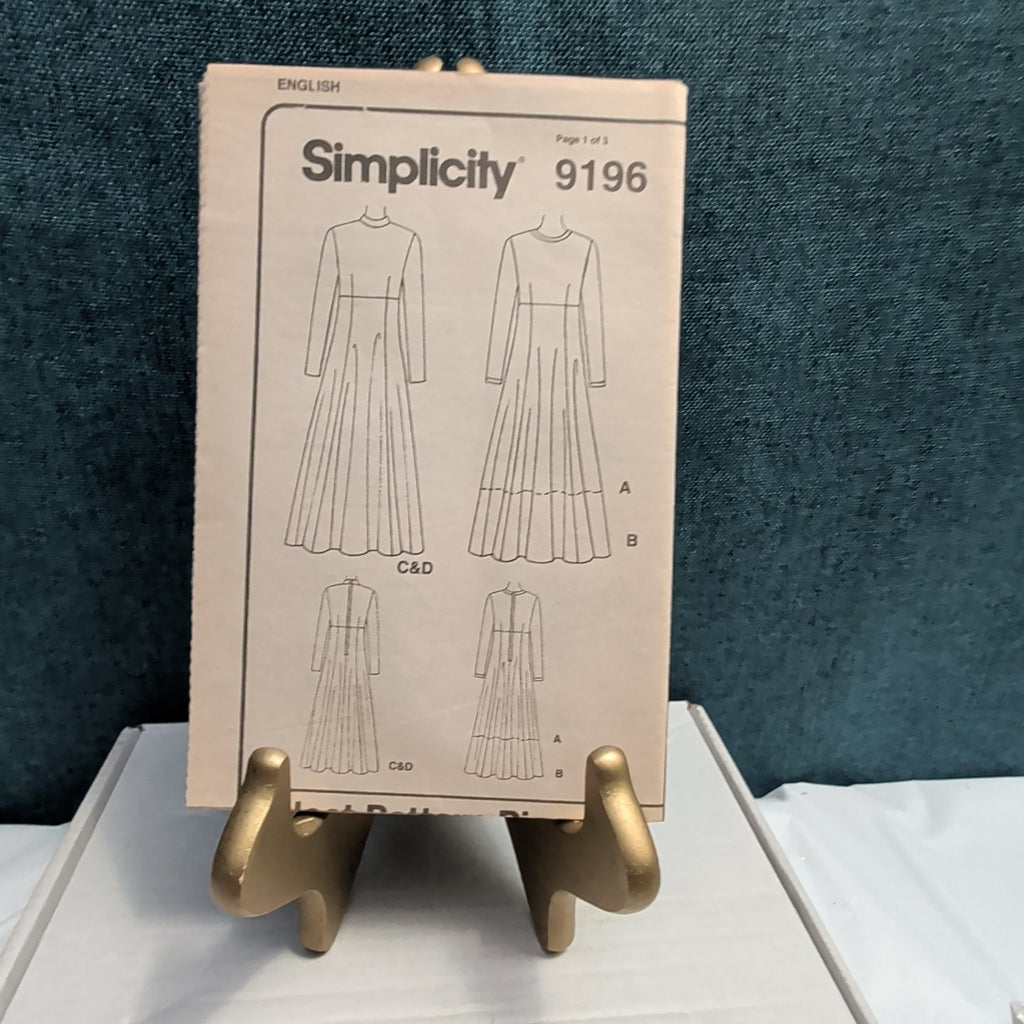 Simplicity 9196 Sewing Pattern Dress Raised Empire Waist Size 6-10 UNCUT Vtg 90s