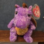 Ty Beanie Baby Legend Purple Dragon Plush Gold Wings 2003