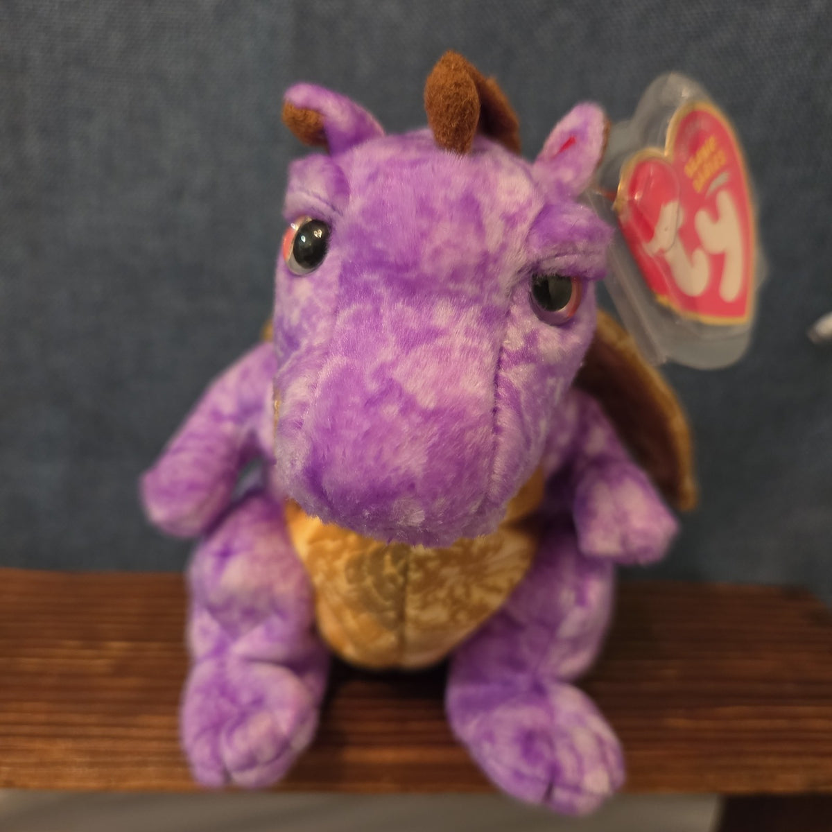 Ty Beanie Baby Legend Purple Dragon Plush Gold Wings 2003