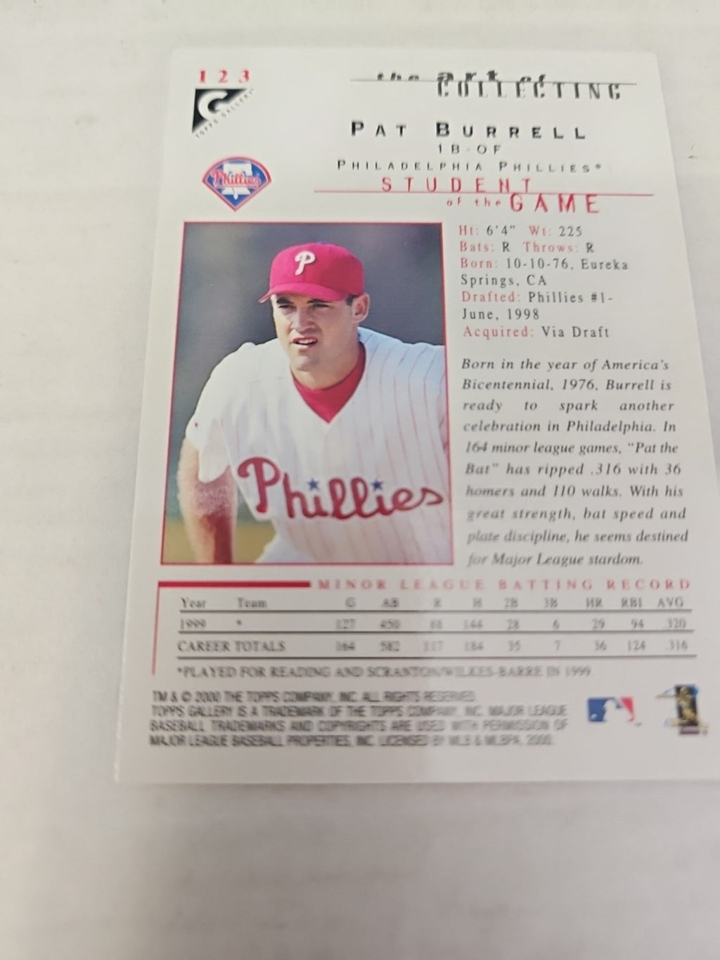2000 Topps Gallery - Students of the Game Pat Burrell #123