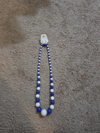 Chunky Bubblegum Bead Necklace Earring Set Blue White Retro