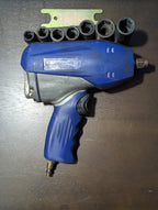 Kobalt 1/2" Air Impact Wrench + 7 Socket Set | Pneumatic Twin Hammer Tool LGA-15