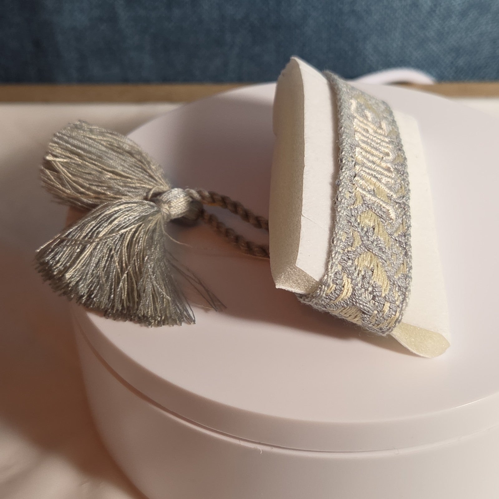 J'Adore Woven Friendship Bracelet Grey Tassel Designer Inspired