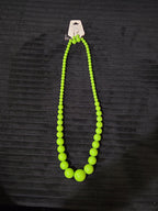 Chunky Bubblegum Bead Necklace Earring Set Green Retro New On Card