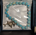 Dolphin Charm Blue Imperial Jasper 8mm Stretch Bracelet Boho NIB