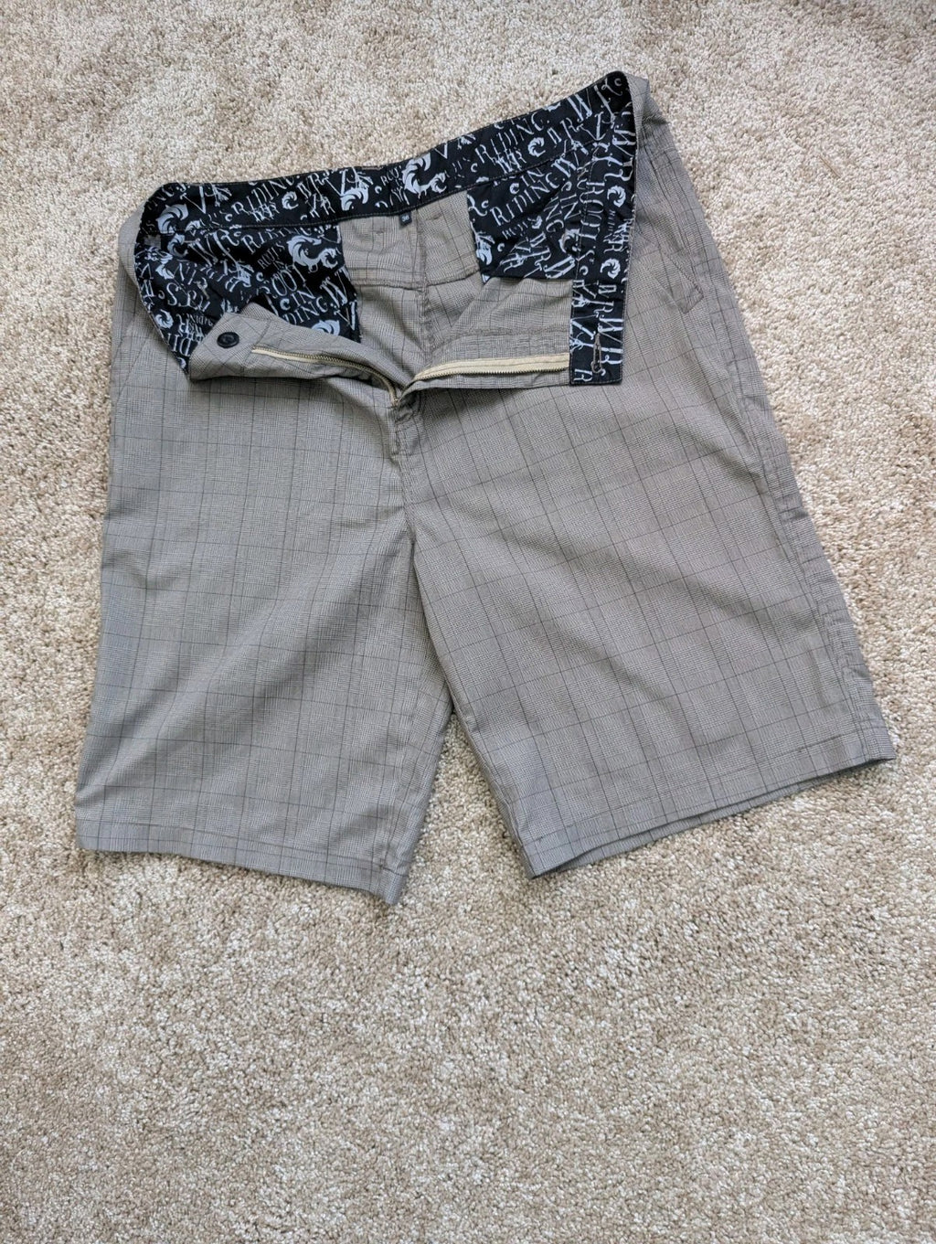 O'Neill Hybrid Boardshorts Men's Size 34 Gray Plaid Swim Trunks Walker Shorts