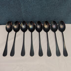 Set of 8 Black Stainless Steel Spoons 18/0 Modern Onyx Flatware Table Spoons Set